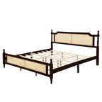 King Platform Bed with Rattan Headboard & Under-Bed Storage