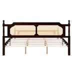 King Platform Bed with Rattan Headboard & Under-Bed Storage