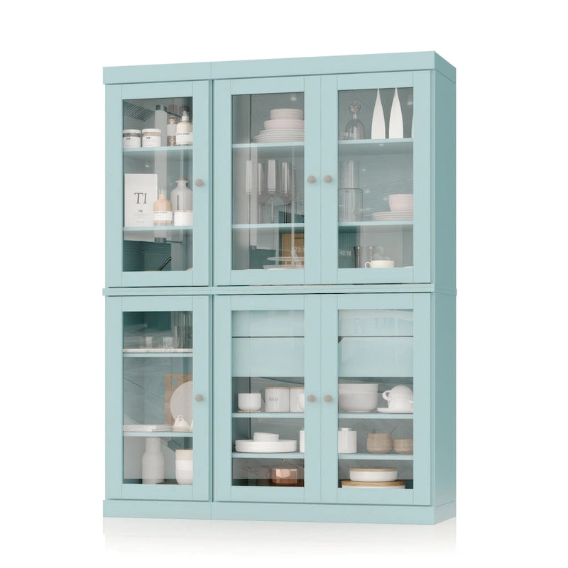 Palace Imports 100% Solid Wood 48.5 Pantry China Cabinet with Clear Glass Doors, 2-Drawers and Adjustable Shelves