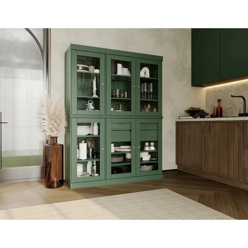 Palace Imports 100% Solid Wood 48.5 Pantry China Cabinet with Clear Glass Doors, 2-Drawers and Adjustable Shelves