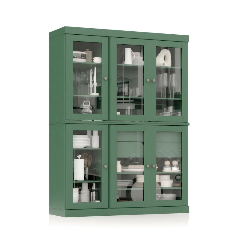 Palace Imports 100% Solid Wood 48.5 Pantry China Cabinet with Clear Glass Doors, 2-Drawers and Adjustable Shelves