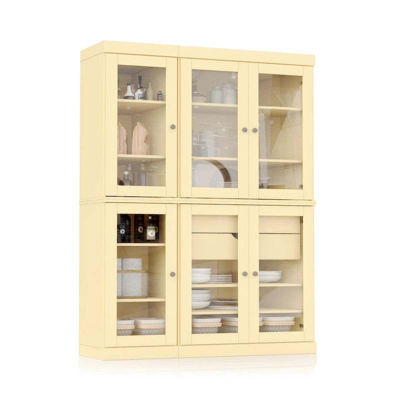 Palace Imports 100% Solid Wood 48.5 Pantry China Cabinet with Clear Glass Doors, 2-Drawers and Adjustable Shelves