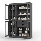 Palace Imports 100% Solid Wood 48.5 Pantry China Cabinet with Clear Glass Doors, 2-Drawers and Adjustable Shelves