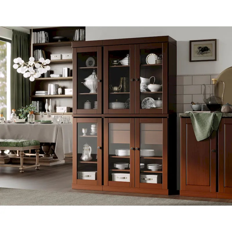 Palace Imports 100% Solid Wood 48.5 Pantry China Cabinet with Clear Glass Doors, 2-Drawers and Adjustable Shelves