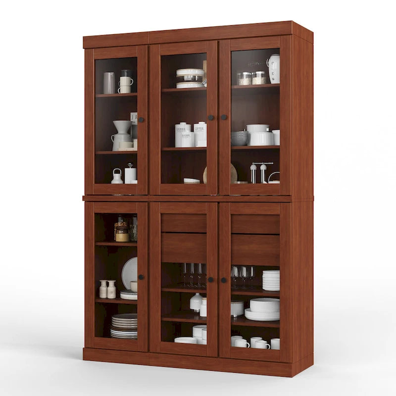 Palace Imports 100% Solid Wood 48.5 Pantry China Cabinet with Clear Glass Doors, 2-Drawers and Adjustable Shelves