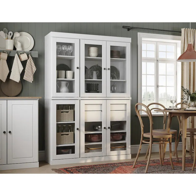 Palace Imports 100% Solid Wood 48.5 Pantry China Cabinet with Clear Glass Doors, 2-Drawers and Adjustable Shelves