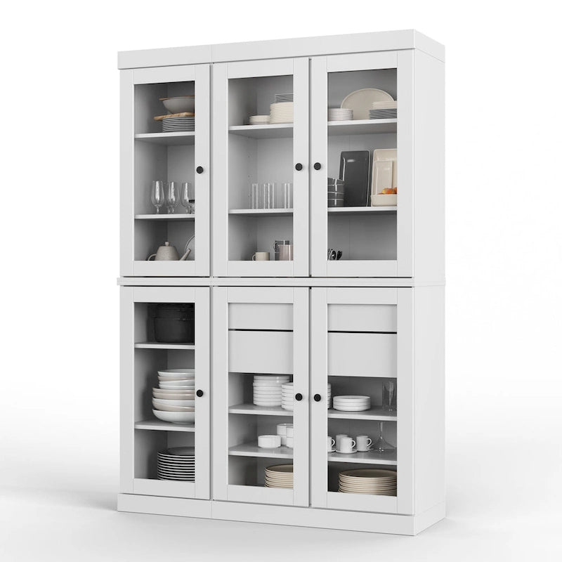 Palace Imports 100% Solid Wood 48.5 Pantry China Cabinet with Clear Glass Doors, 2-Drawers and Adjustable Shelves