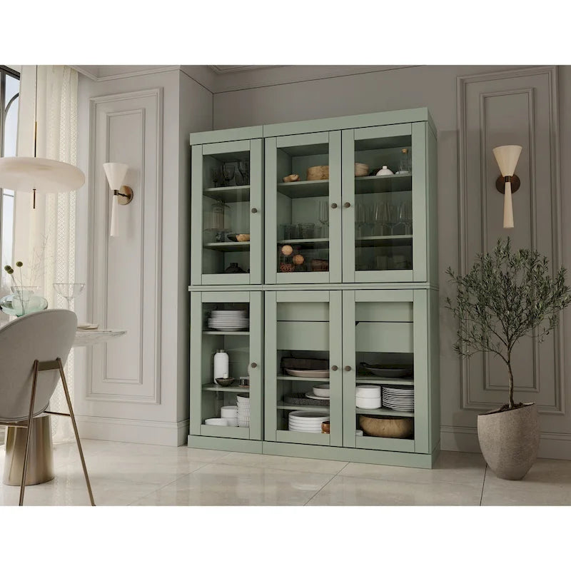 Palace Imports 100% Solid Wood 48.5 Pantry China Cabinet with Clear Glass Doors, 2-Drawers and Adjustable Shelves