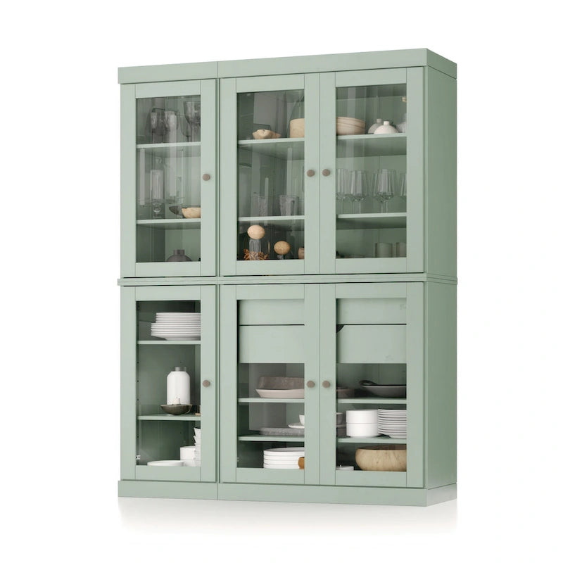 Palace Imports 100% Solid Wood 48.5 Pantry China Cabinet with Clear Glass Doors, 2-Drawers and Adjustable Shelves
