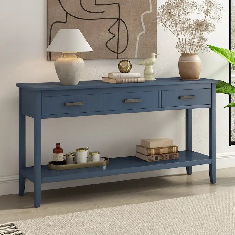 Contemporary 3-Drawer Console Table with 1 Shelf