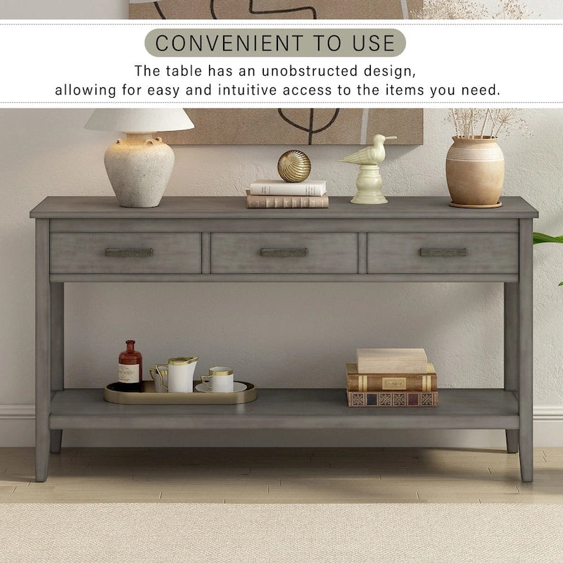 Contemporary 3-Drawer Console Table with 1 Shelf
