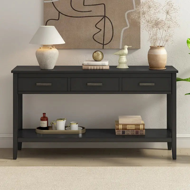Contemporary 3-Drawer Console Table with 1 Shelf