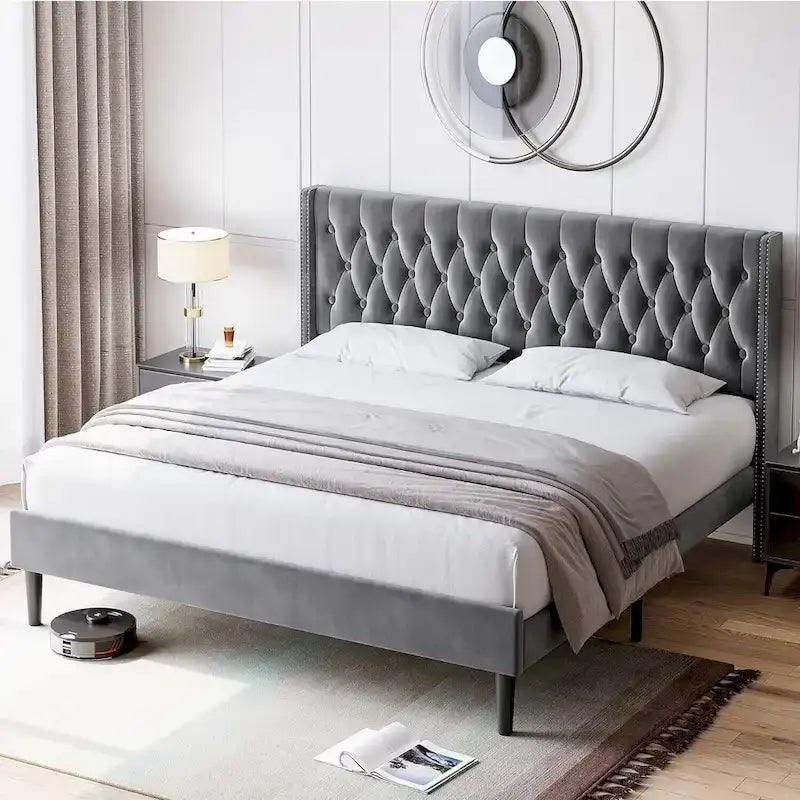 Headboard Wingback Platform Bed Frame