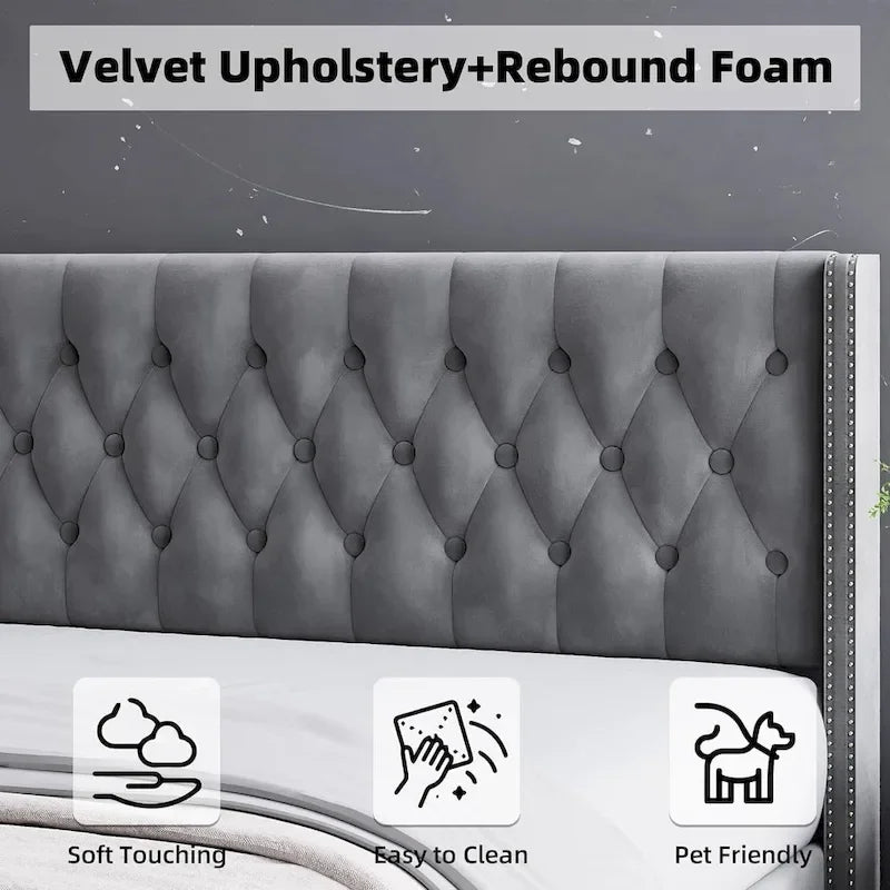Headboard Wingback Platform Bed Frame