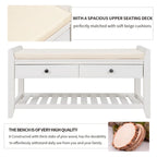 39 Solid Wood Shoe Rack with Cushioned Seat & Drawers, Multipurpose Storage Bench Entryway Ottoman for Living Room,Hallway