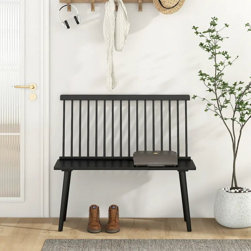 Costway Entryway Bench for 2 Windsor Rubber Wood Dining Bench with - See Details