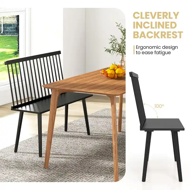 Costway Entryway Bench for 2 Windsor Rubber Wood Dining Bench with - See Details