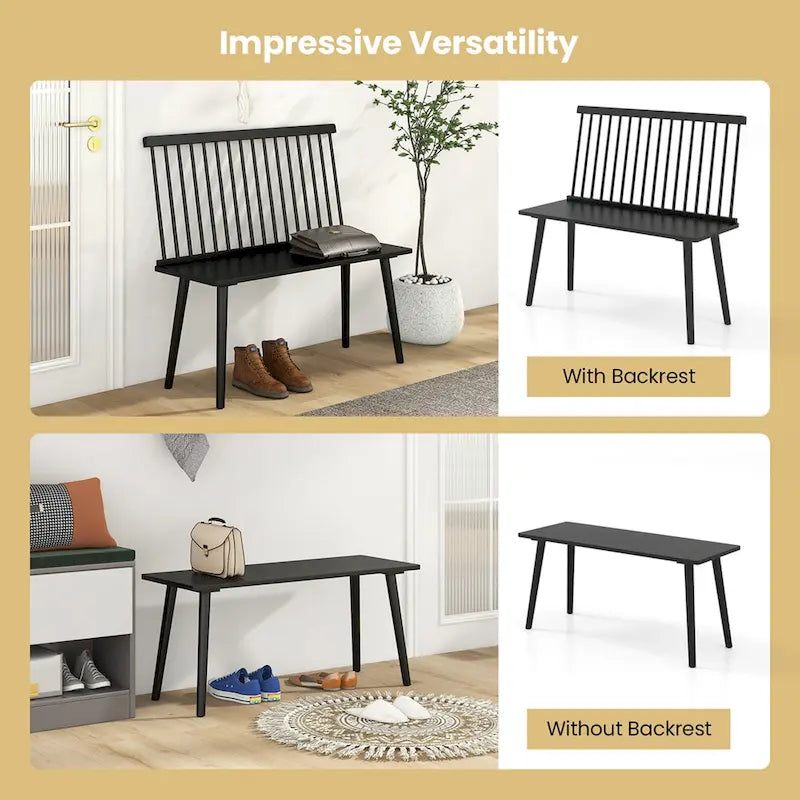 Costway Entryway Bench for 2 Windsor Rubber Wood Dining Bench with - See Details