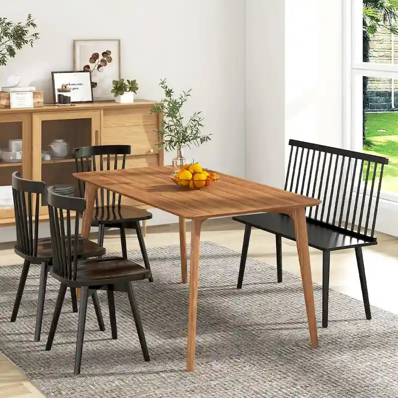 Costway Entryway Bench for 2 Windsor Rubber Wood Dining Bench with - See Details