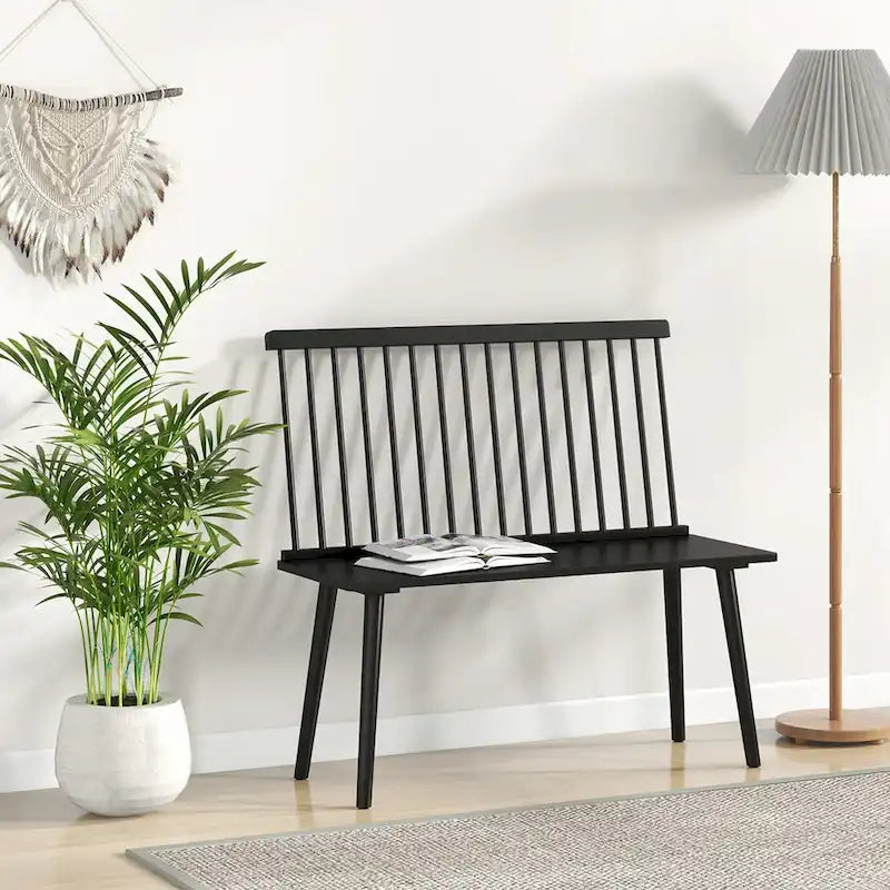 Costway Entryway Bench for 2 Windsor Rubber Wood Dining Bench with - See Details