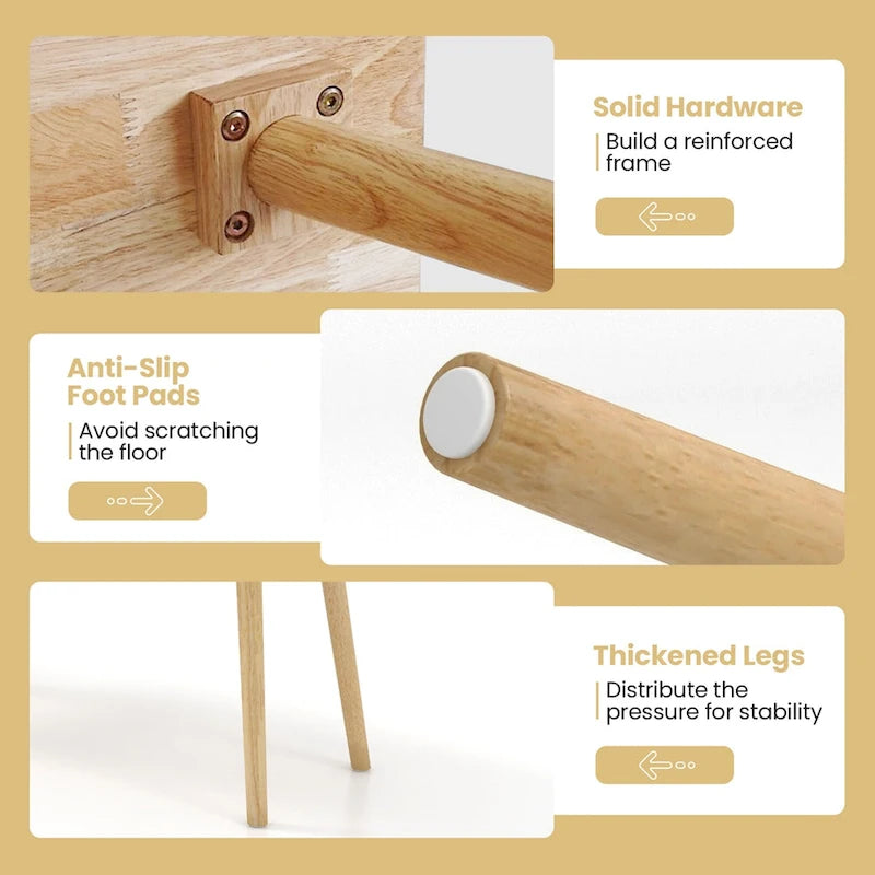 Costway Entryway Bench for 2 Windsor Rubber Wood Dining Bench with - See Details