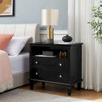 Open Space and 2 Drawers Dresser Nightstand with Charging Station, Farmhouse End Table with USB Ports and Outlets for Bedroom