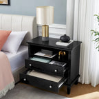 Open Space and 2 Drawers Dresser Nightstand with Charging Station, Farmhouse End Table with USB Ports and Outlets for Bedroom
