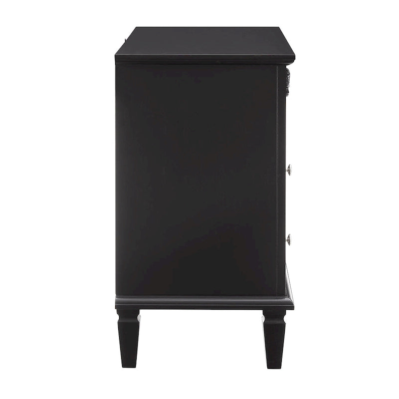 Open Space and 2 Drawers Dresser Nightstand with Charging Station, Farmhouse End Table with USB Ports and Outlets for Bedroom