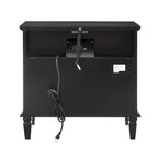 Open Space and 2 Drawers Dresser Nightstand with Charging Station, Farmhouse End Table with USB Ports and Outlets for Bedroom