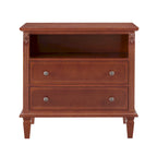 Open Space and 2 Drawers Dresser Nightstand with Charging Station, Farmhouse End Table with USB Ports and Outlets for Bedroom