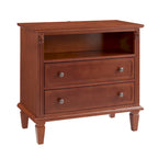 Open Space and 2 Drawers Dresser Nightstand with Charging Station, Farmhouse End Table with USB Ports and Outlets for Bedroom