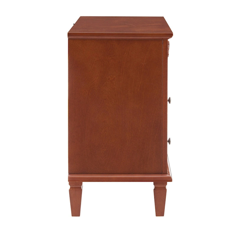 Open Space and 2 Drawers Dresser Nightstand with Charging Station, Farmhouse End Table with USB Ports and Outlets for Bedroom