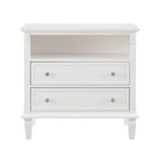 Open Space and 2 Drawers Dresser Nightstand with Charging Station, Farmhouse End Table with USB Ports and Outlets for Bedroom