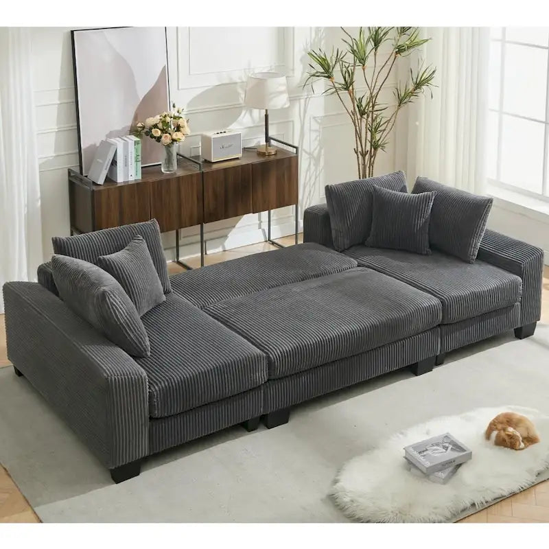 114  Pull Out Sleeper Sofa Bed,Adjustable Sleeper Sofa,Corduroy Sofa