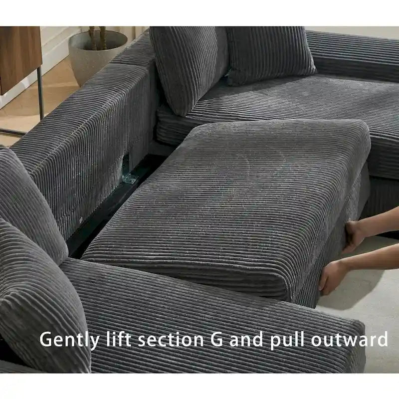 114  Pull Out Sleeper Sofa Bed,Adjustable Sleeper Sofa,Corduroy Sofa