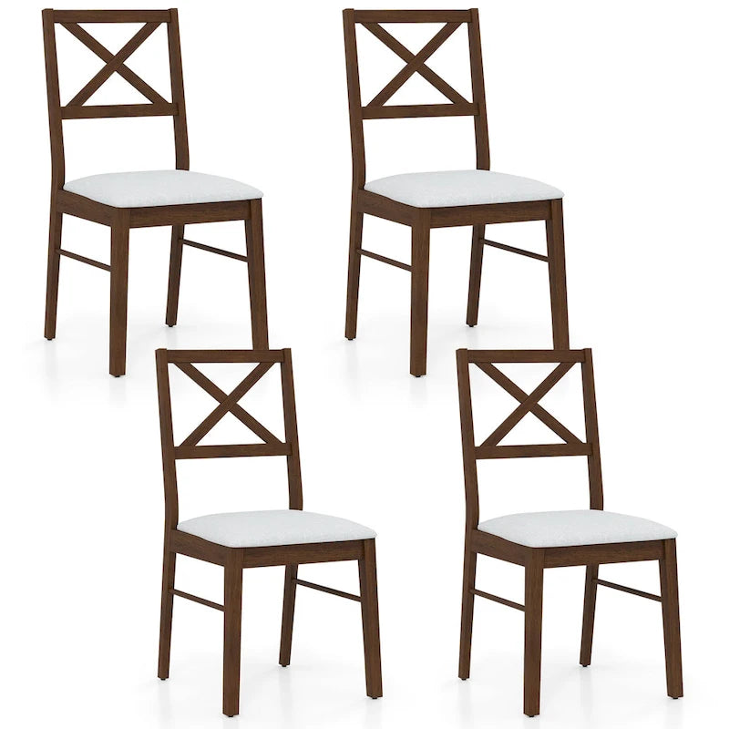 Gymax Dining Chairs Set of 4 Upholstered Kitchen Side Chairs w/ Rubber