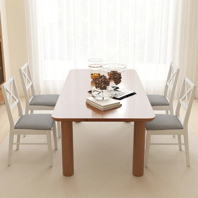 Gymax Dining Chairs Set of 4 Upholstered Kitchen Side Chairs w/ Rubber