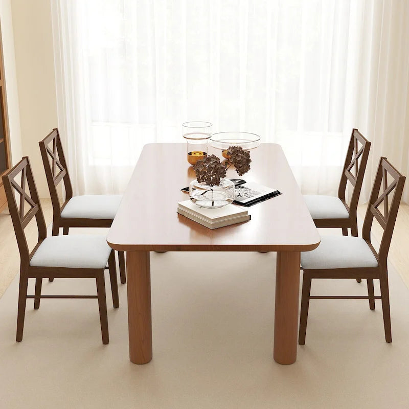 Gymax Dining Chairs Set of 4 Upholstered Kitchen Side Chairs w/ Rubber