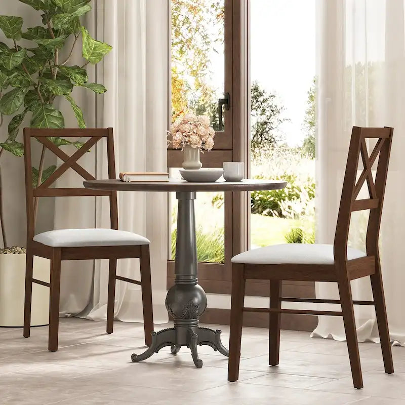 Gymax Dining Chairs Set of 4 Upholstered Kitchen Side Chairs w/ Rubber