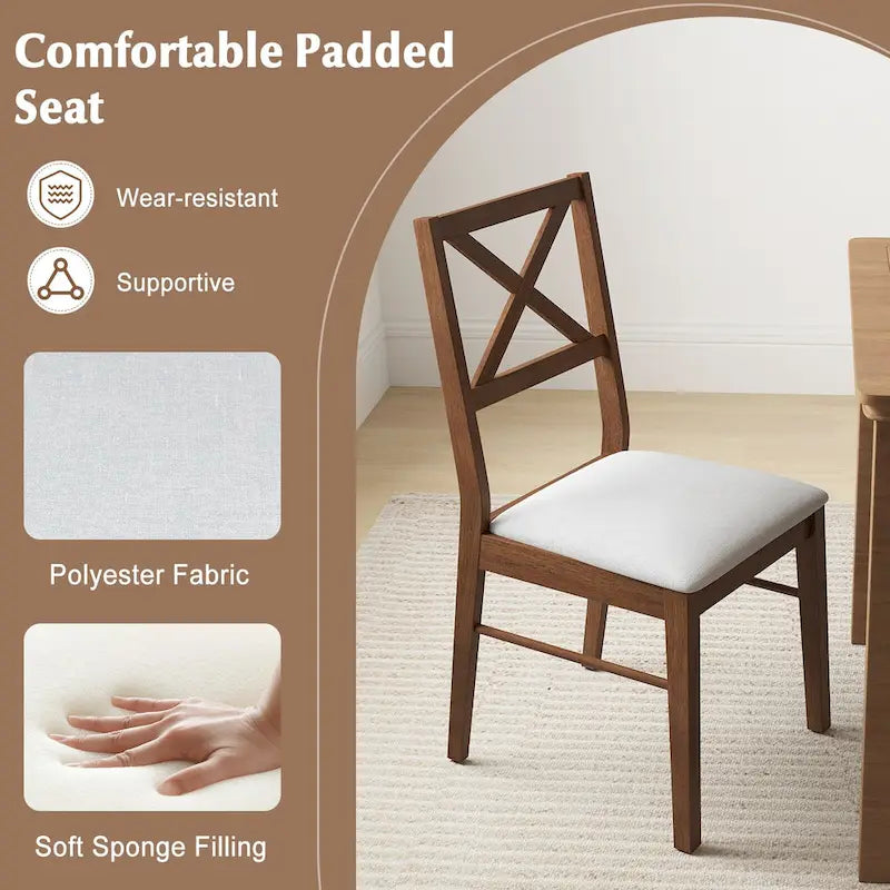 Gymax Dining Chairs Set of 4 Upholstered Kitchen Side Chairs w/ Rubber