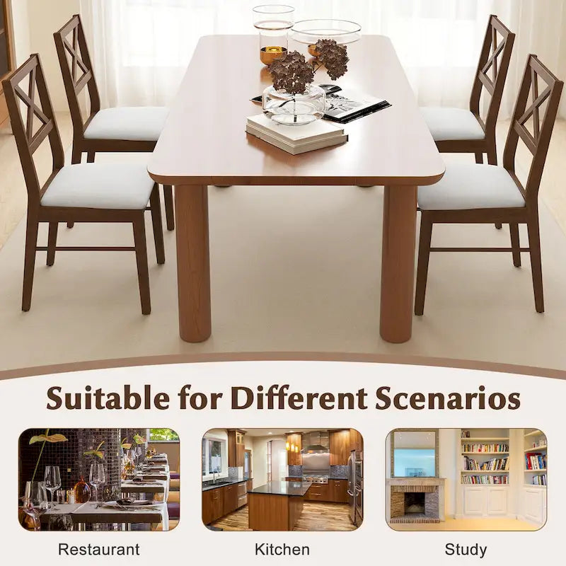 Gymax Dining Chairs Set of 4 Upholstered Kitchen Side Chairs w/ Rubber