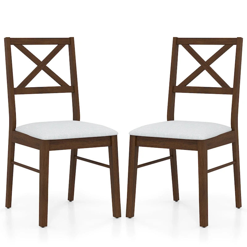 Gymax Dining Chairs Set of 4 Upholstered Kitchen Side Chairs w/ Rubber