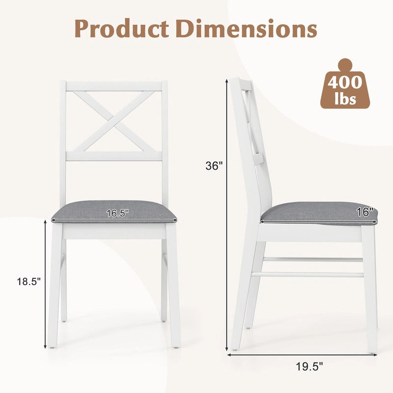 Gymax Dining Chairs Set of 4 Upholstered Kitchen Side Chairs w/ Rubber
