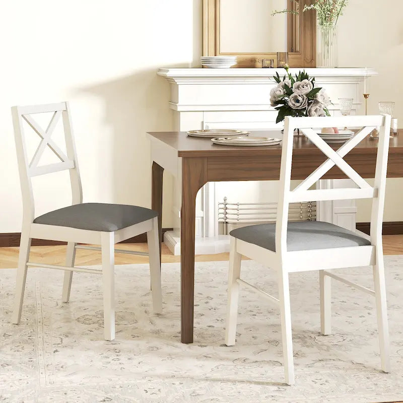 Gymax Dining Chairs Set of 4 Upholstered Kitchen Side Chairs w/ Rubber