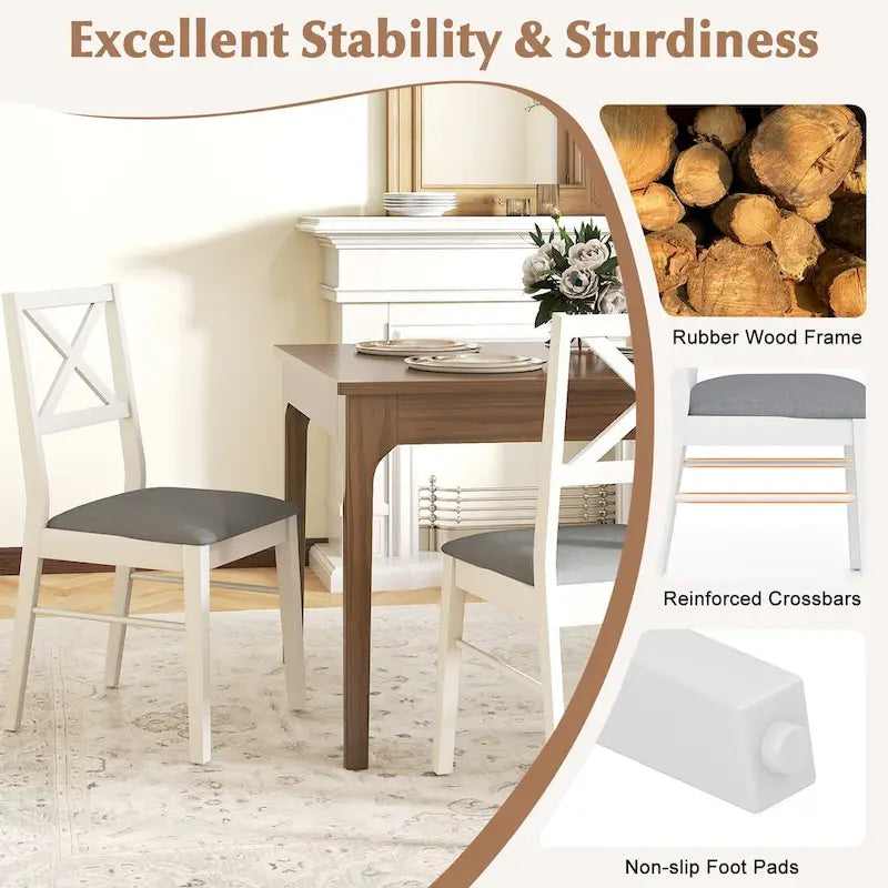 Gymax Dining Chairs Set of 4 Upholstered Kitchen Side Chairs w/ Rubber