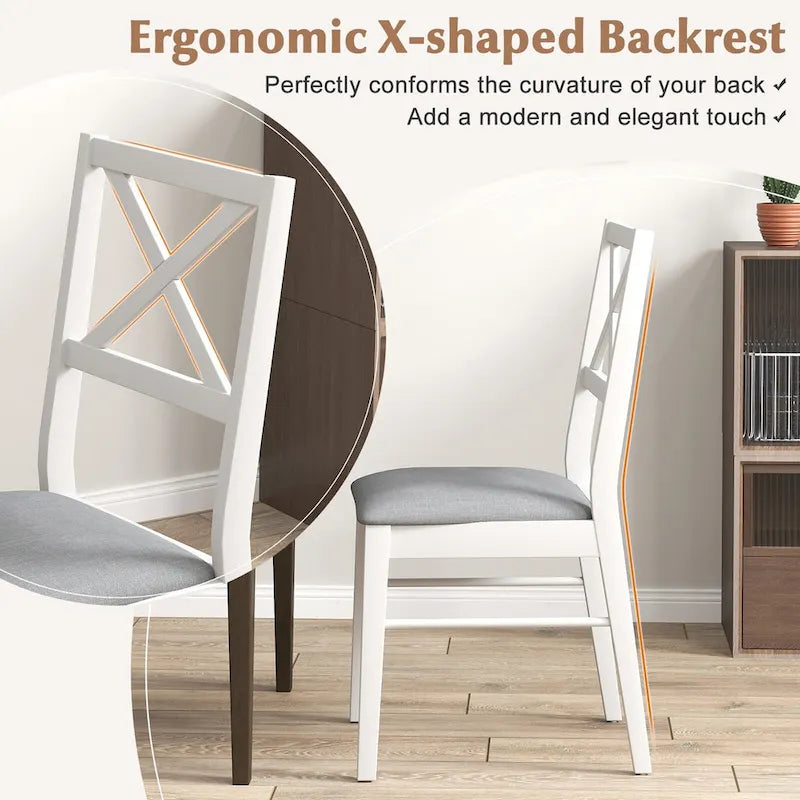 Gymax Dining Chairs Set of 4 Upholstered Kitchen Side Chairs w/ Rubber