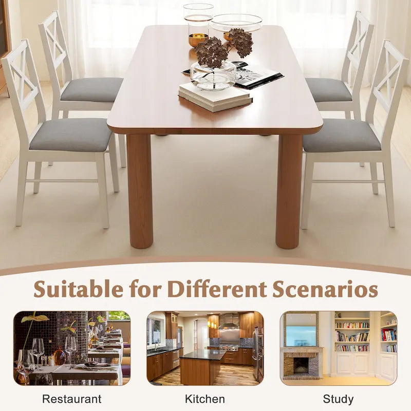 Gymax Dining Chairs Set of 4 Upholstered Kitchen Side Chairs w/ Rubber