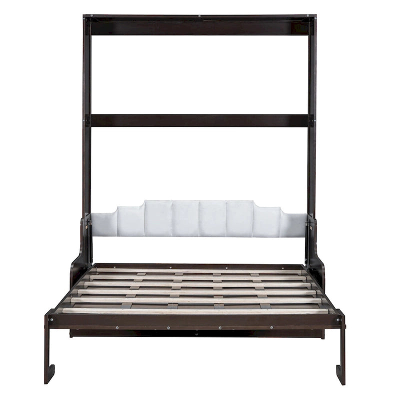 Queen Size Murphy Bed Wall Bed with Cushion, White