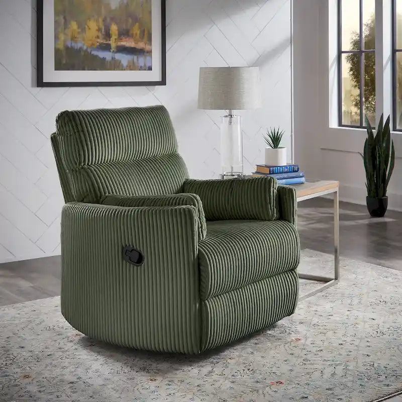 Montclair Plush Corduroy Fabric Manual Swivel Glider Recliner by iNSPIRE Q Classic