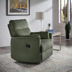 Montclair Plush Corduroy Fabric Manual Swivel Glider Recliner by iNSPIRE Q Classic